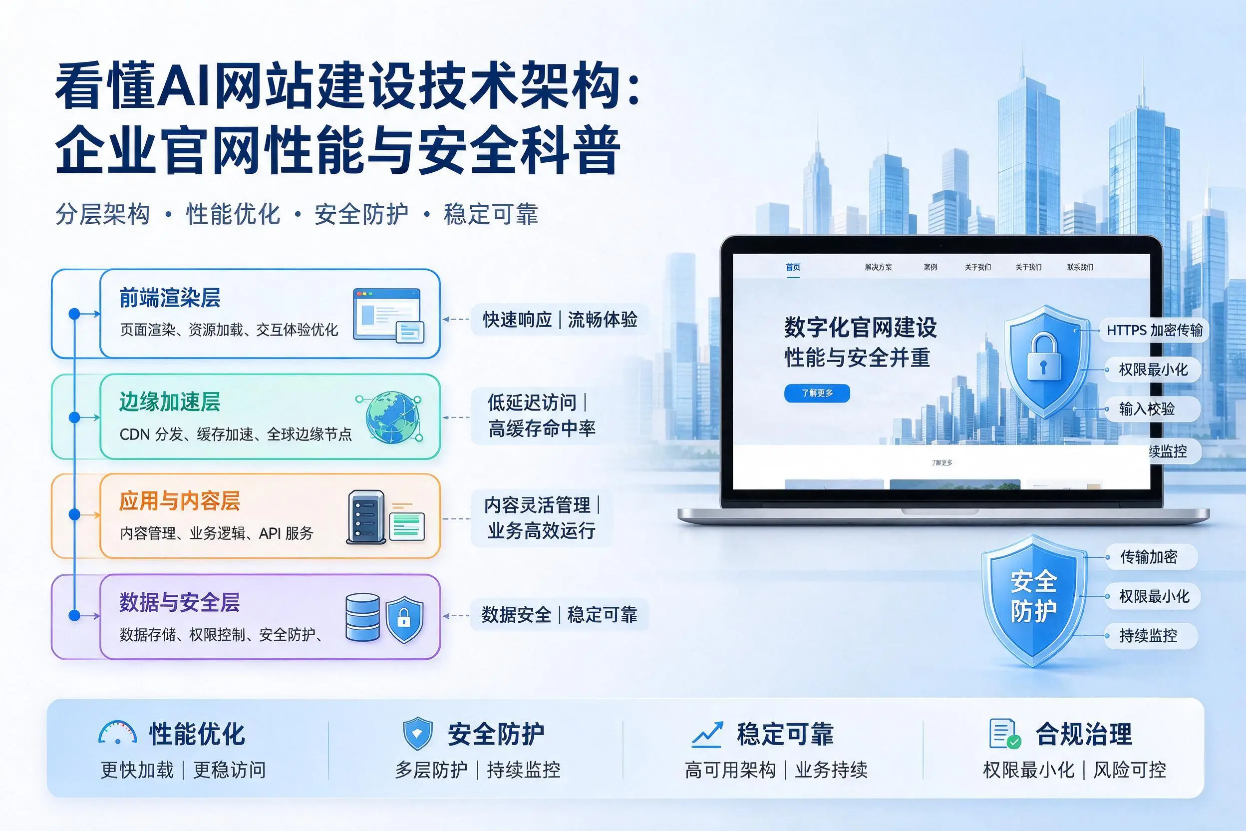 看懂AI网站建设技术架构：台州企业官网性能与安全科普