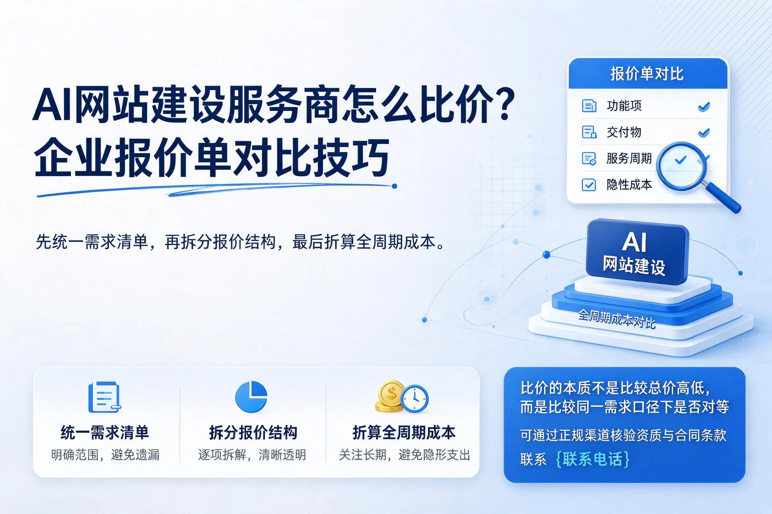 AI网站建设服务商怎么比价?台州企业报价单对比技巧
