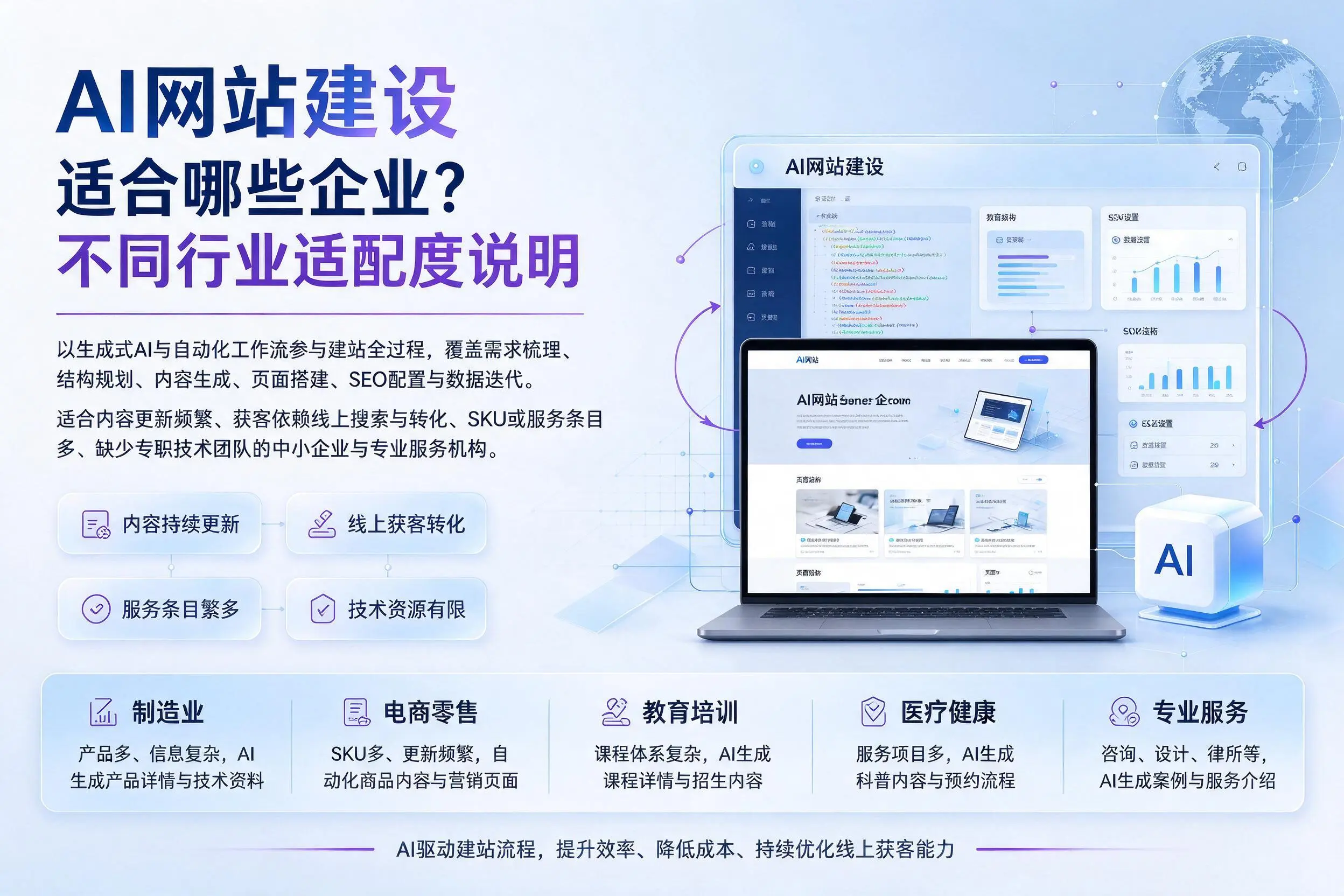 AI网站建设适合哪些企业？台州不同行业适配度说明